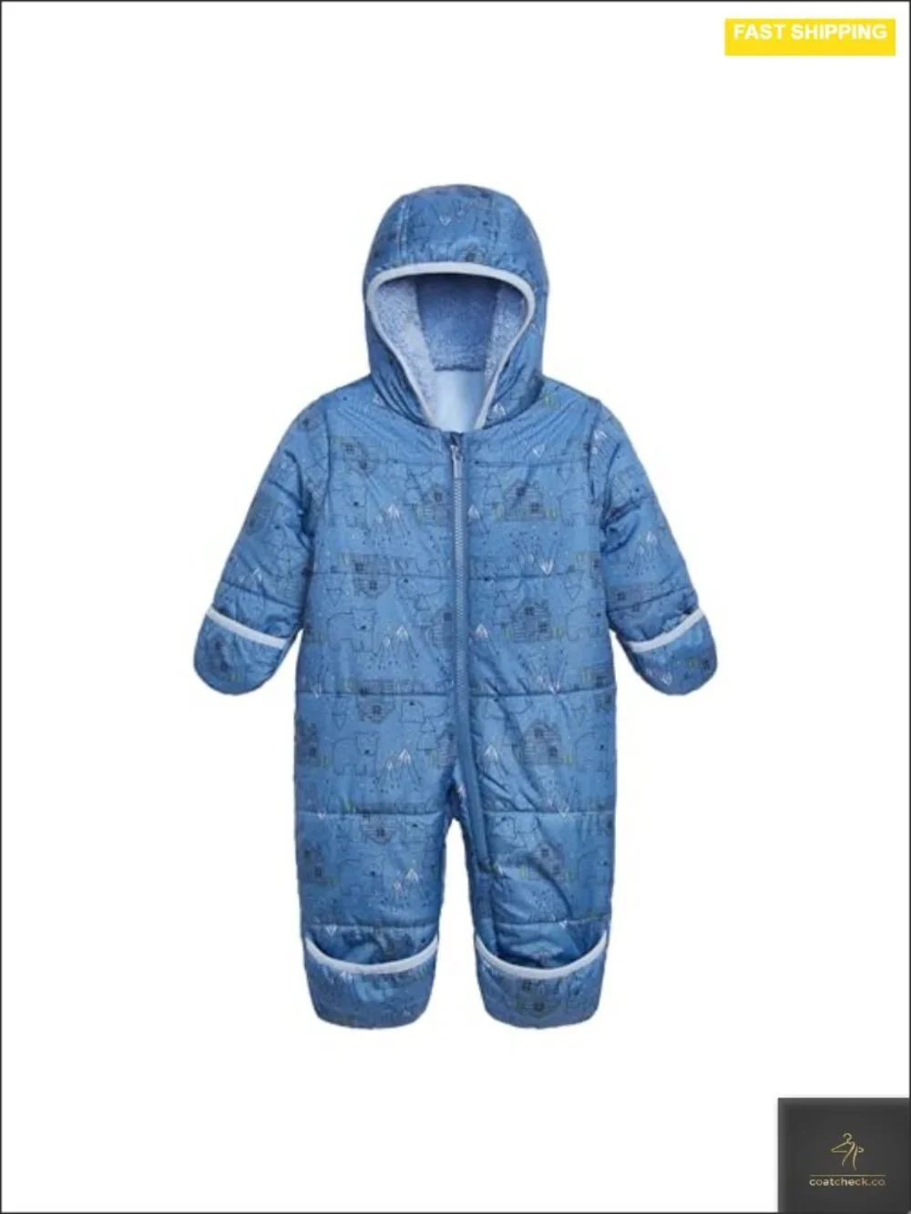 Quilted Insulated Baby Pram Suit with Sherpa Hood